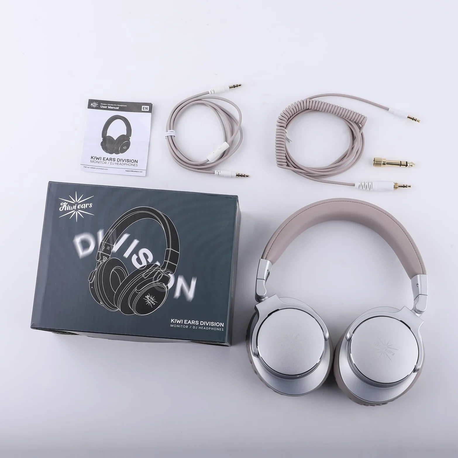 LINSOUL Kiwi Ears Division Offenes Ohr Kopfhörer, 40mm Dynamischer Treiber Monitoring Kopfhörer, Kabelgebundenes Gaming Kopfhörer, DJ Kopfhörer für Professionelle Musiker Ingenieure (Silber)