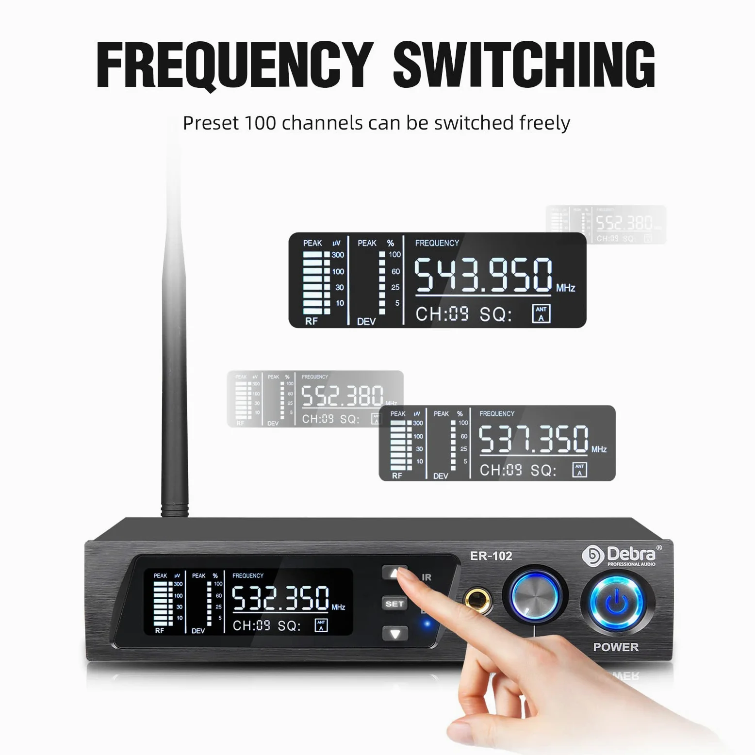 D Debra ER-102 UHF Single Channel Wireless In-Ear-Monitorsystem mit Sender und Empfänger für Bühne, Aufnahmestudio, Musiker, Monitoring (1 Bodypack with Transmitter)
