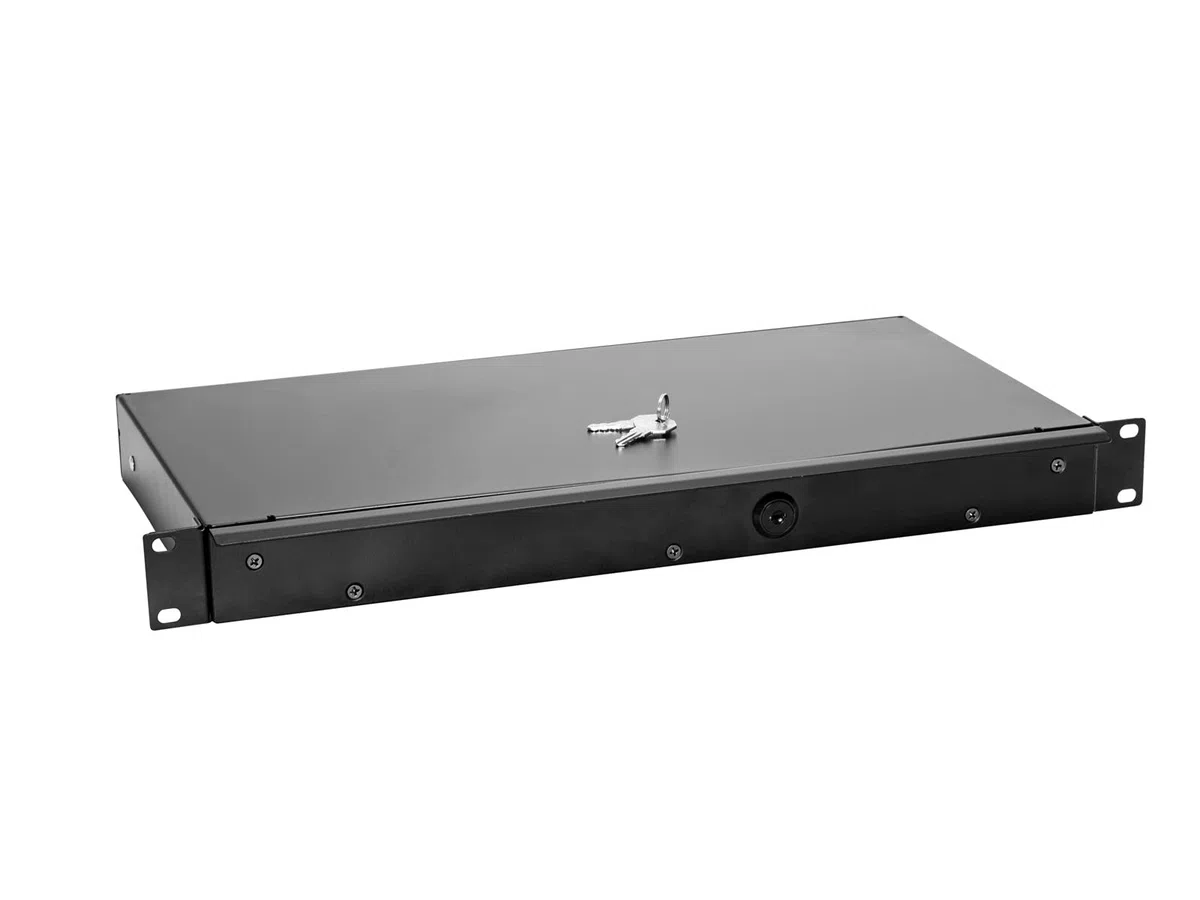 OMNITRONIC Rackschublade KE-1 Rackschublade mit Schloss 1HE | Abschließbare Schublade für 19" Racks