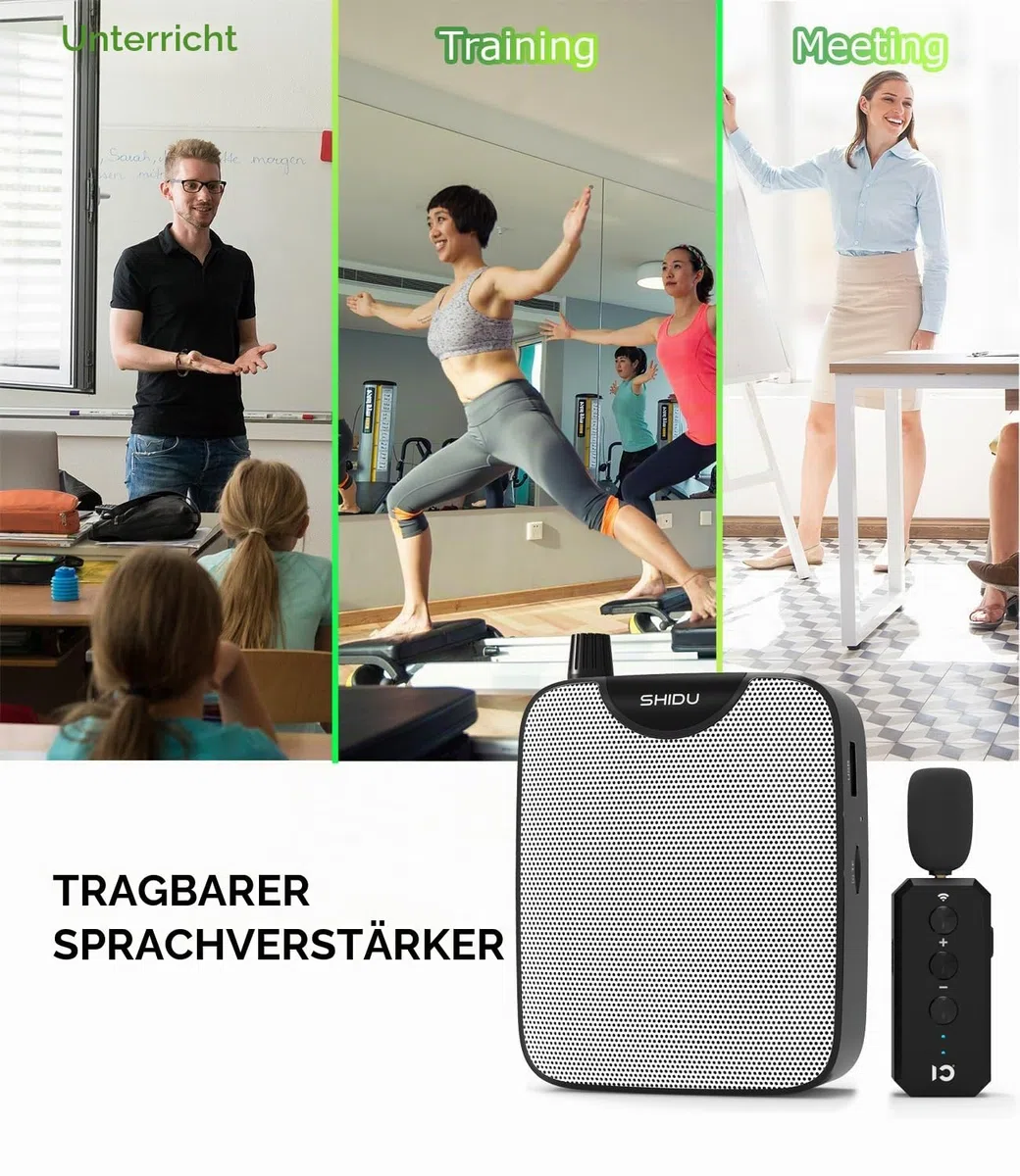 Sprachverstärker tragbar Blutooth Lautsprecher, Sprachverstärker mit mikrofon kabellos, Wiederaufladbares PA System für Reiseleiter,Lehrer,Trainer,Yoga,Outdoor,Vorträge