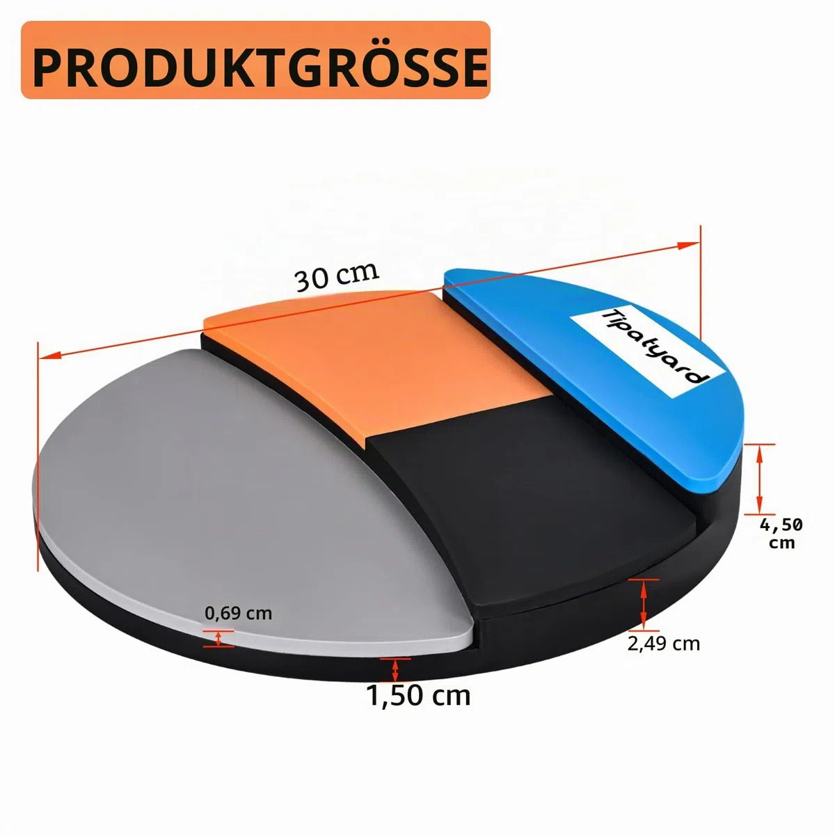 Drum Practice Pad, 12 Zoll Silent Practice Pad mit vier verschiedenen Spielflächen