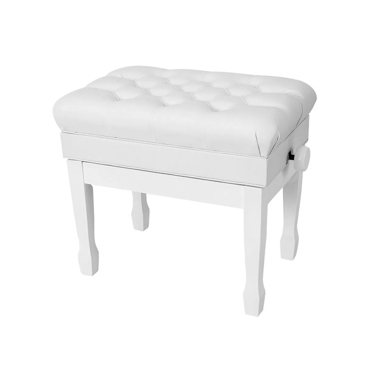Verstellbare Klavierbank, Robuste Sitzbank Aus Holz for Musiktastatur, Mit PU-Lederkissen, 200 Kg Tragkraft for Waschtisch, Wohnzimmer, Schlafzimmer(White)