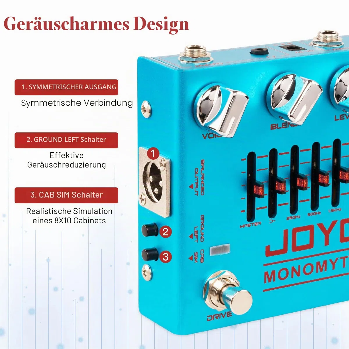 JOYO Bass Overdrive Amp Simulator Pedal mit EQ und Rauschunterdrückung für Bass (Monomyth R-26)