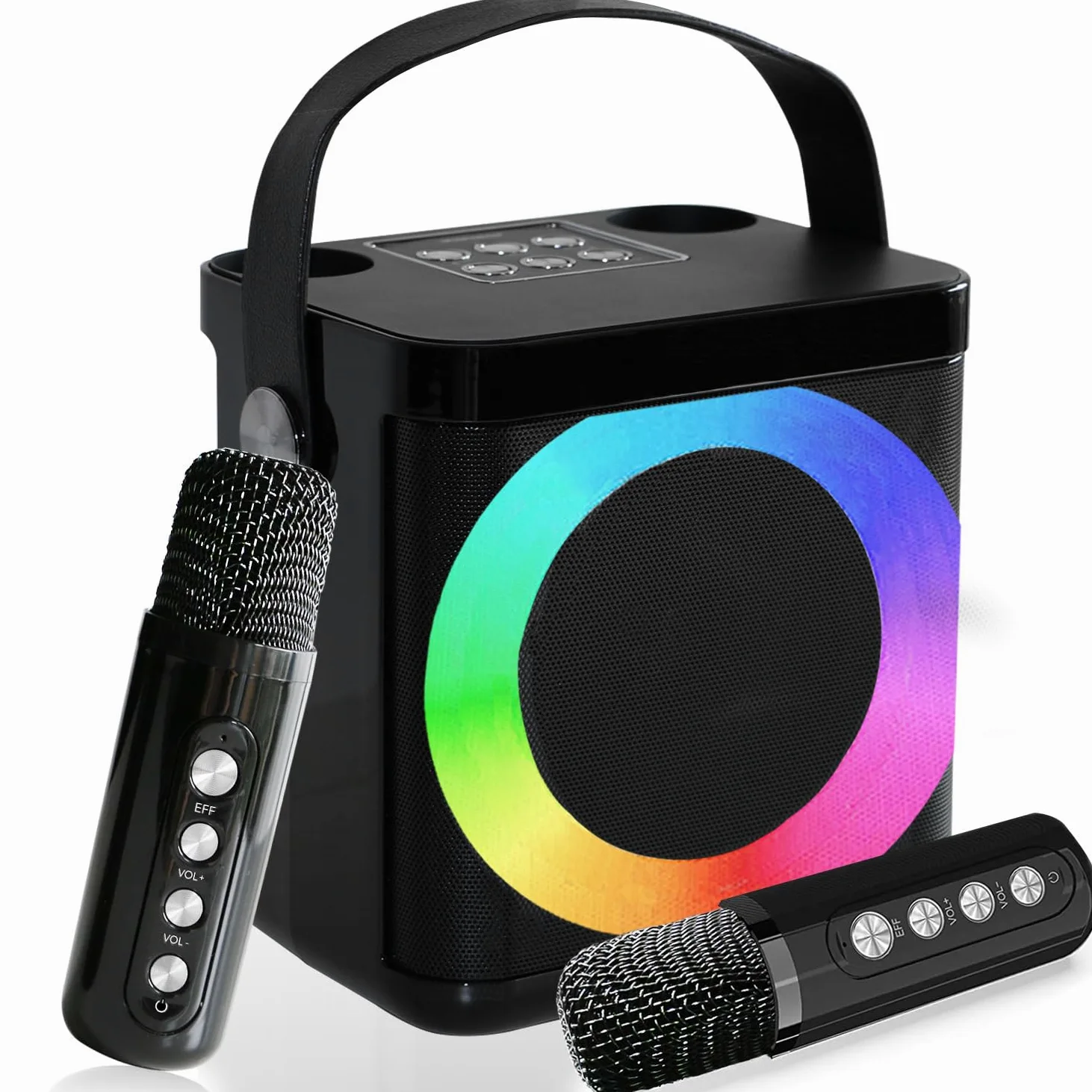 Karaoke Maschine Tragbares, Karaoke anlage mit 2 mikrofonen, Bluetooth Karaoke Set für Kinder Erwachsene mit Stimme wechselnde Effekte & LED-Lichter Jungen Mädchen Geschenke Heimparty