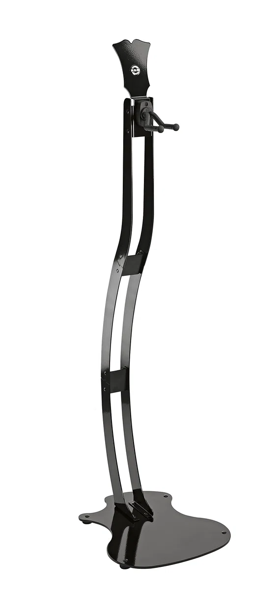 K&M 17640 Guitar Station L Schwarz Hochglanz - Gitarrenhalter, 112 cm Höhe - stabile Halterung für Gitarren und Bässe