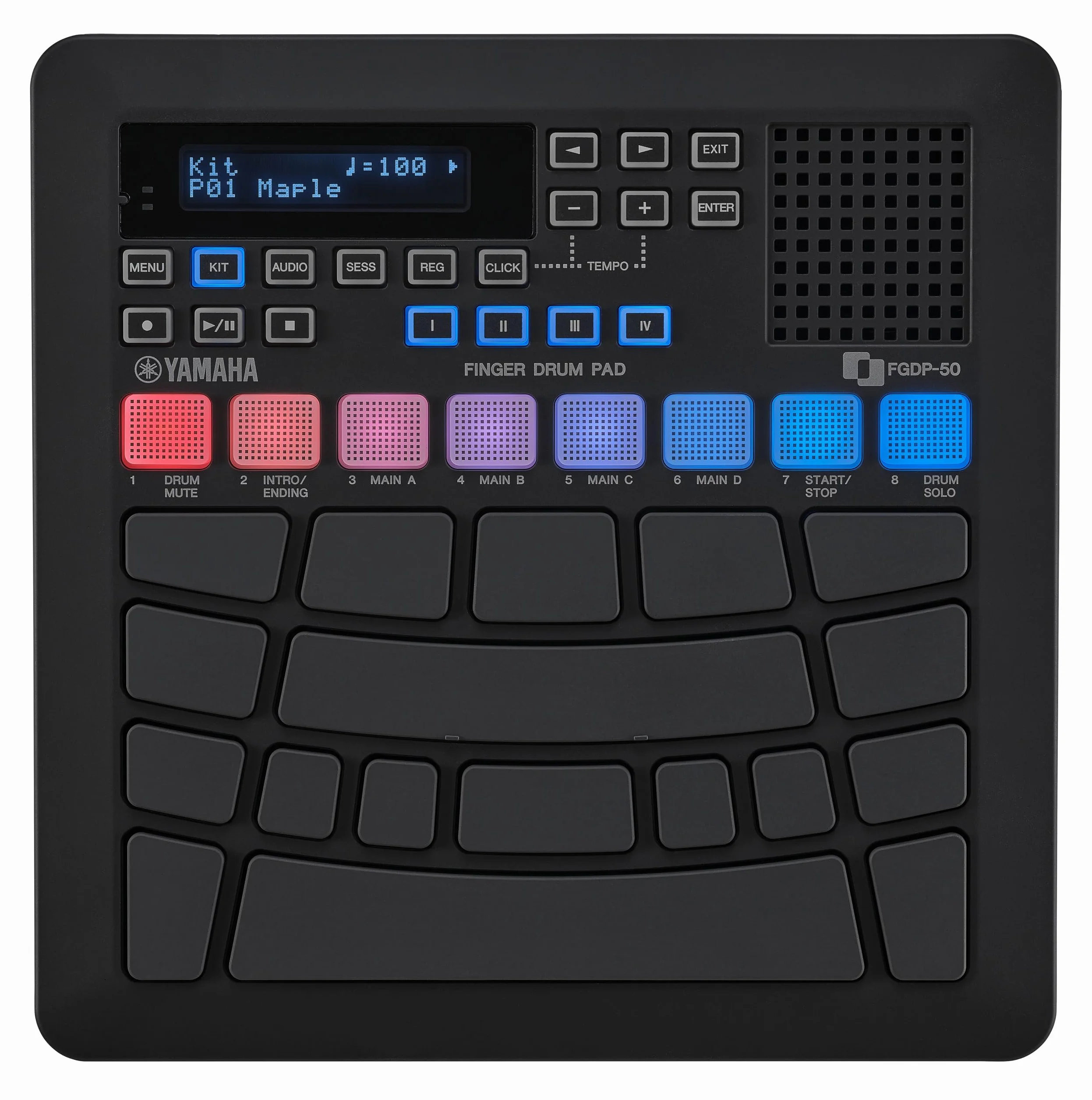 Yamaha FGDP-50 Finger Drum Pad – Elektronisches Drum Pad Mit Ultra-Sensitiven Pads, 48 Preset-Kits, 1.500 Voices, Integriertem Lautsprecher, USB MIDI/Audio, Wiederaufladbarem Akku Und AUX-In