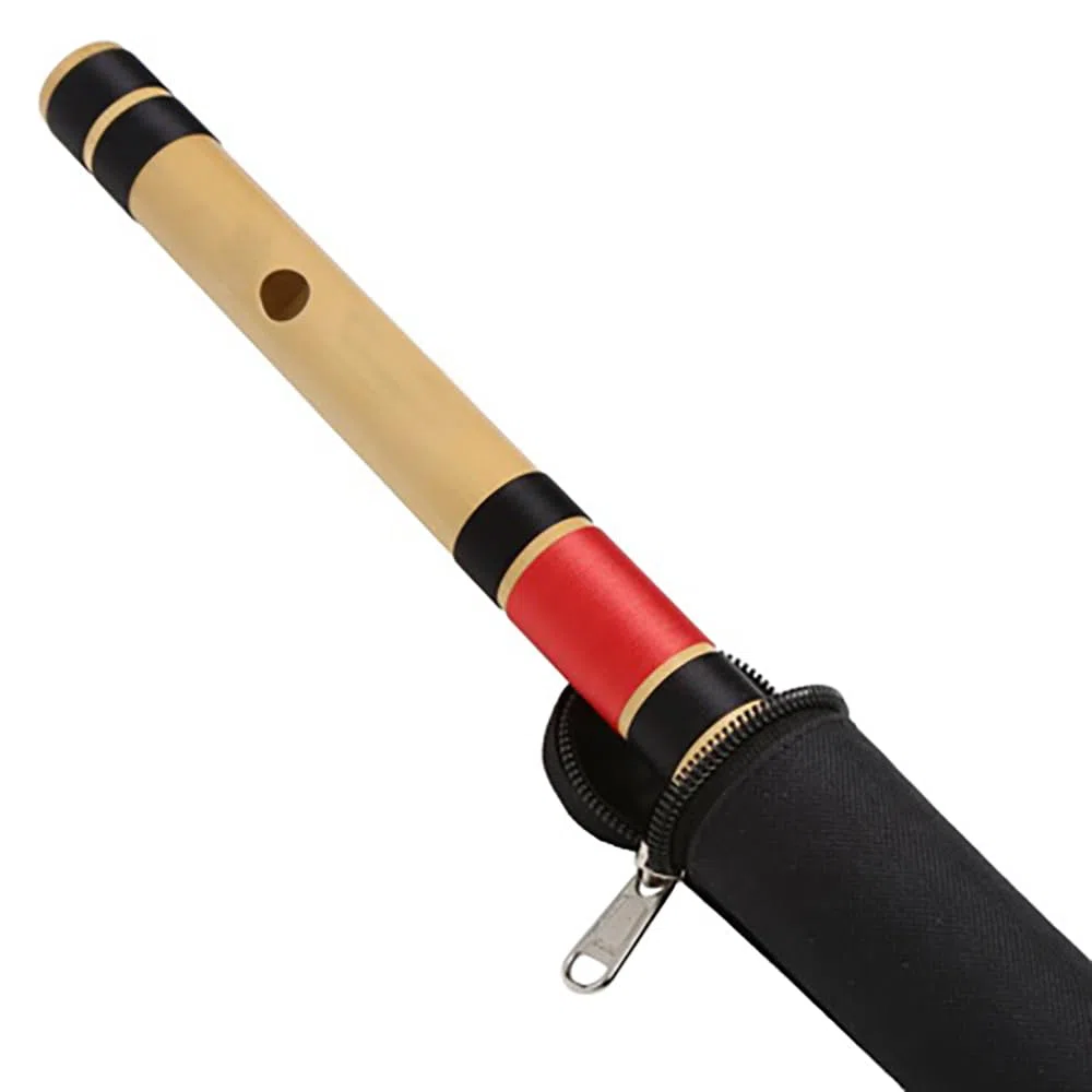 Professionelle Bansuri-Flöte aus poliertem Bambus – (indische Flöte) mit Tragetasche (86,4 cm C#-Bass)