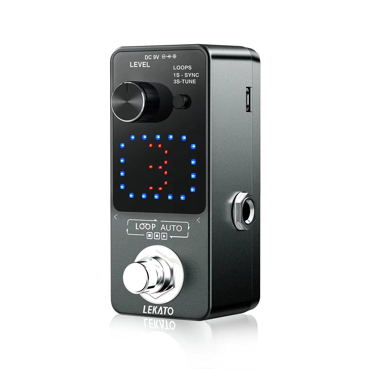 LEKATO Triple Looper Synchron Recording Elektrisches Auto Loop Effektpedal 18 Minuten Aufnahmezeit Unbegrenzte Overdub Guitar Looper Station für Gitarren BassTuner-Funktion