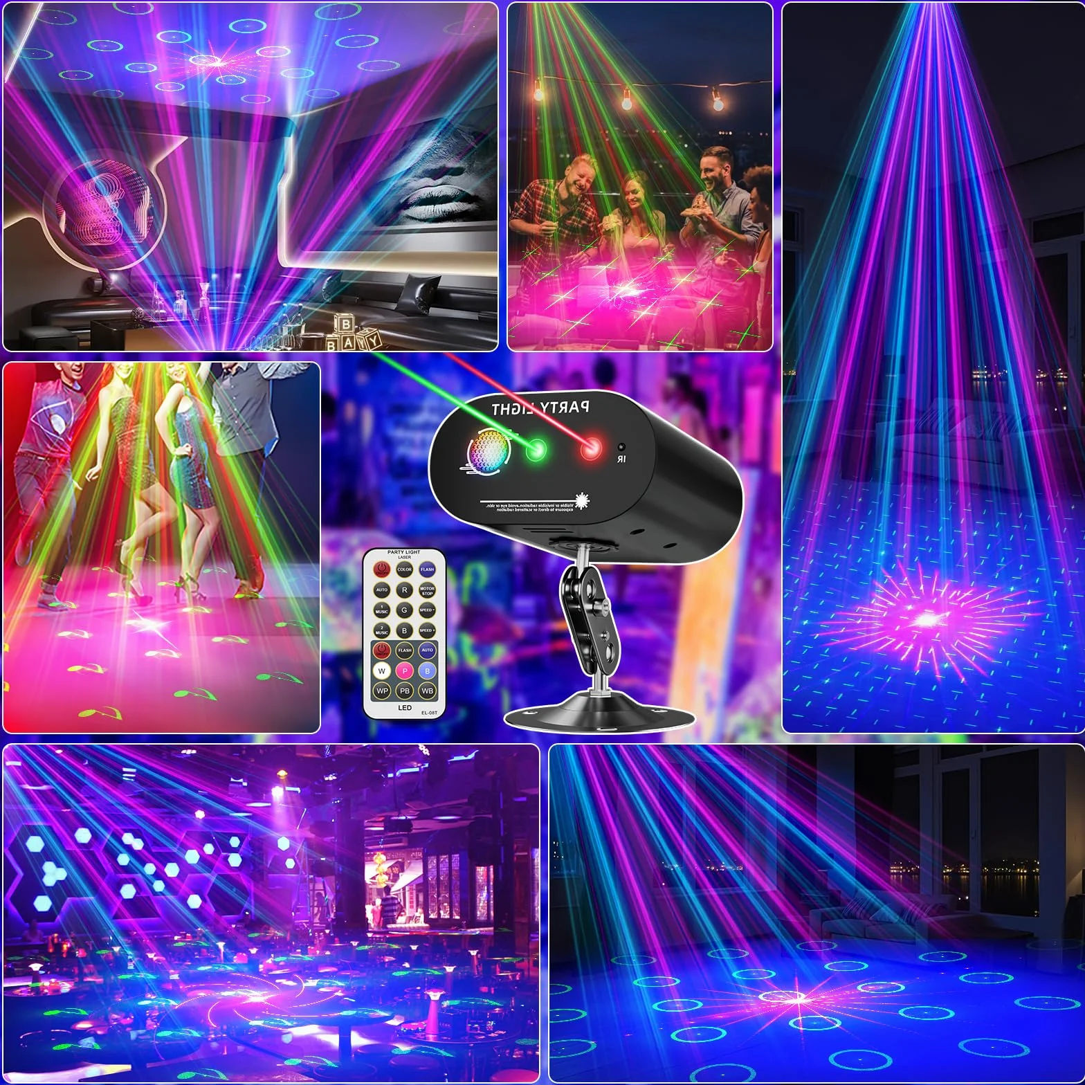 Bola de discoteca para DJ, luz estroboscópica LED para escenarios, proyector de luz, ideal para fiestas navideñas/raves/clubes/bares/decoración del hogar, regalos de cumpleaños y fiestas.