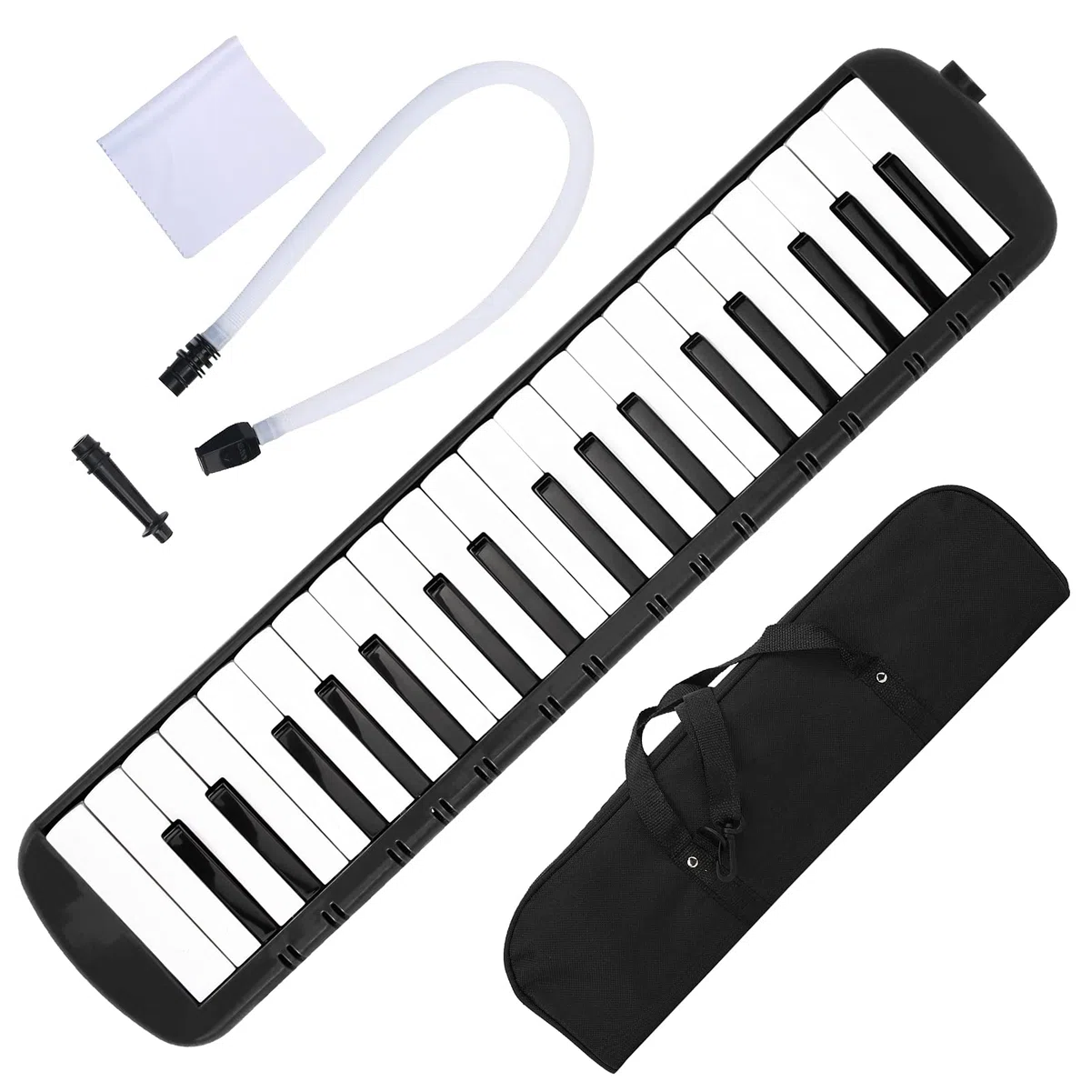 Melodica, Melodica 37-Tasten-Tastatur-Blasmusikinstrument für Professionelles Anfängertraining (Schwarz)