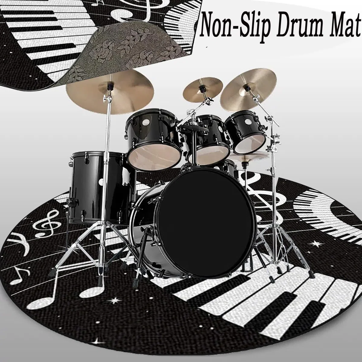 Schlagzeugteppich Schalldicht Drum Teppich rutschfest Trommelteppich Musikinstrumente Bodenmatte Rund Schlagzeug Teppich Elektronisches Jazz Schlagzeug Kit für Bass Snare Drum 150 cm