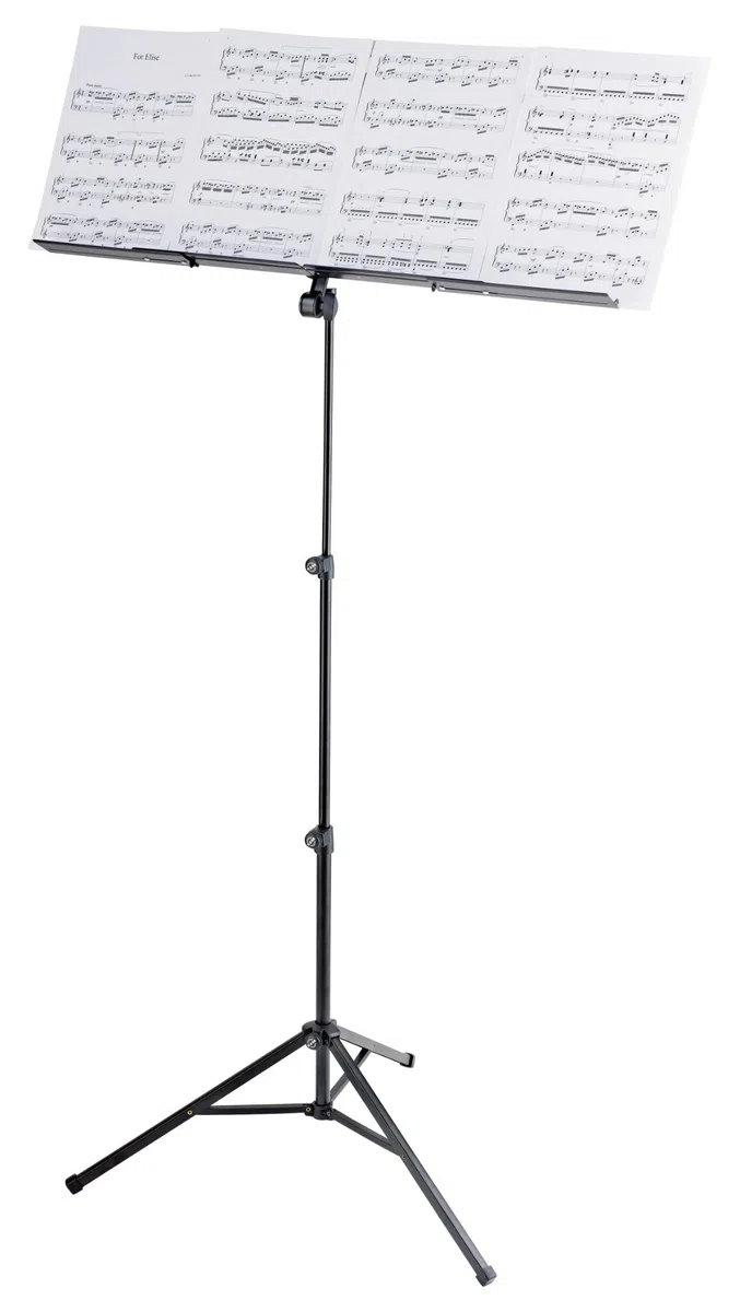 K&M 10062 Music Stand Robby Plus Set (ausziehbarer Notenständer mit Tragetasche) Schwarz