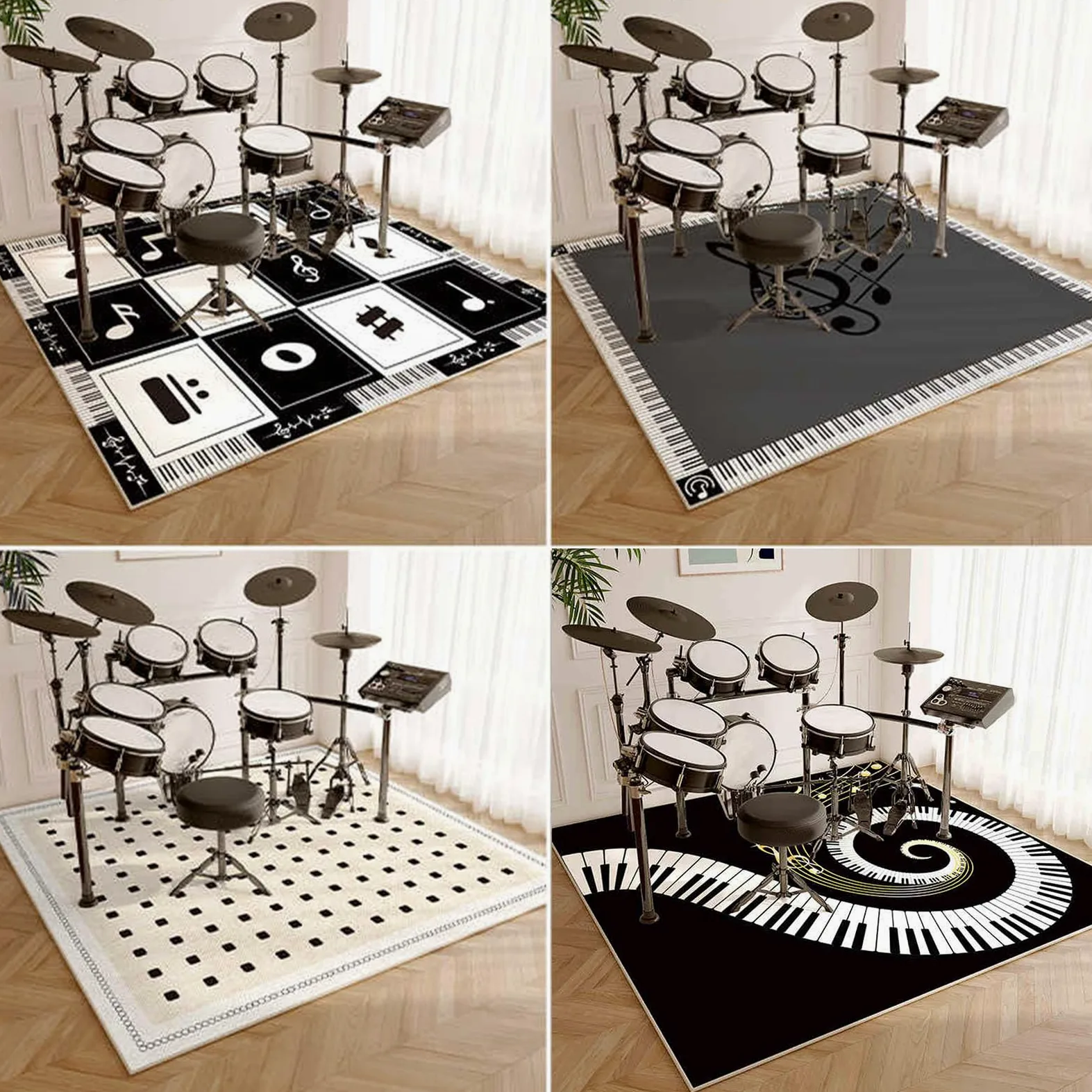 Schlagzeugteppich Schlagzeug Teppich Schallschutz Teppich rutschfest Schalldicht Drum Teppich Trommelteppich Trommel Teppich Trommelzubehör für elektrische Trommeln, Jazz-Schlagzeug-Set 200 x 180 cm