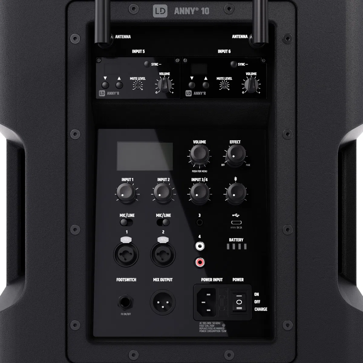 LD SYSTEMS ANNY 10 HHD 2 B8-10" Mobiler Bluetooth PA-Lautsprecher mit Akku, Mixer und 2x Funkmikrofon, schwarz