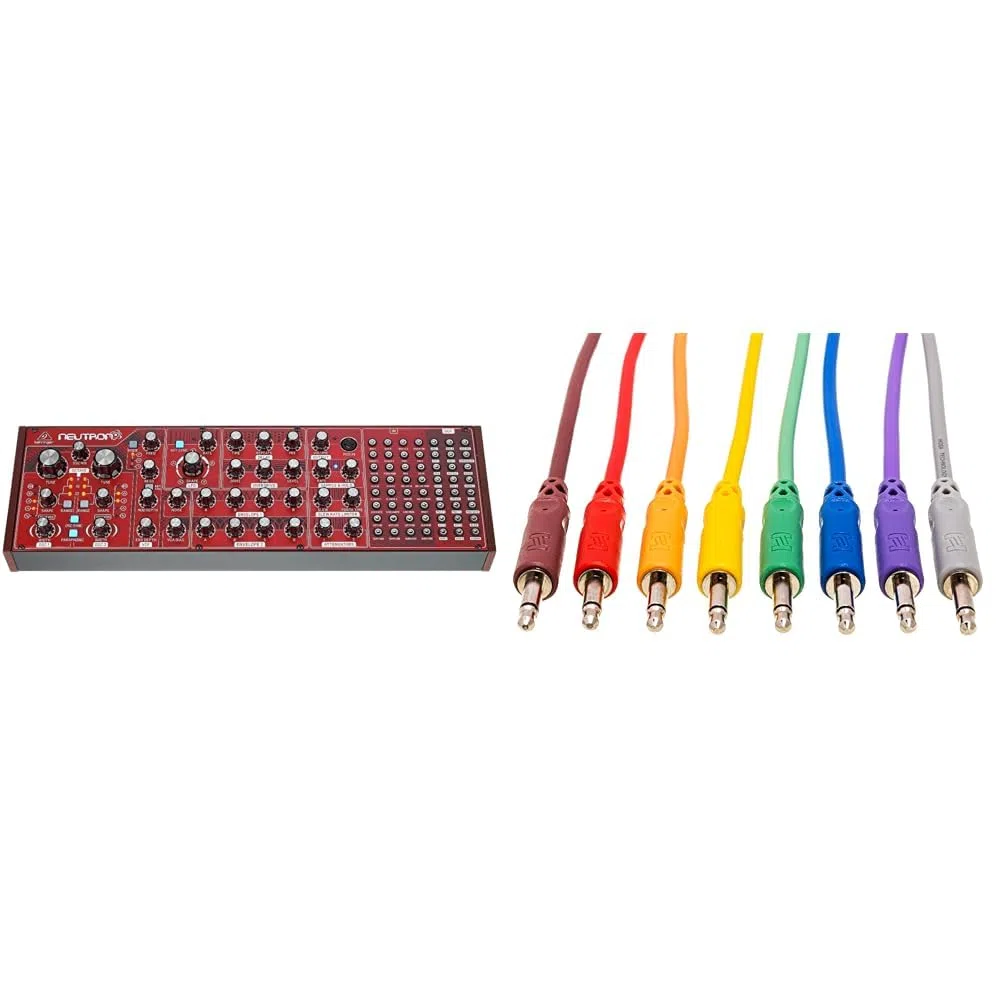 Behringer NEUTRON Paraphonic Analog and Semi-Modular Synthesizer with Dual 3340 VCOs, Multi-Mode VCF, 2 ADSRs & Hosa cmm-845 Mini Klinke unsymmetrisch Patchkabel 20,3 x 45,7 cm
