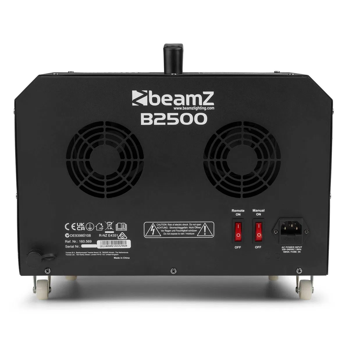 BeamZ B2500 - Automatische Seifenblasenmaschine Hochzeit Seifenblasen Maschine, inkl. Fernbedienung, 100 Watt, Bubble Machine, Seifenblasen Hochzeit Machine, Effektmaschine - Schwarz