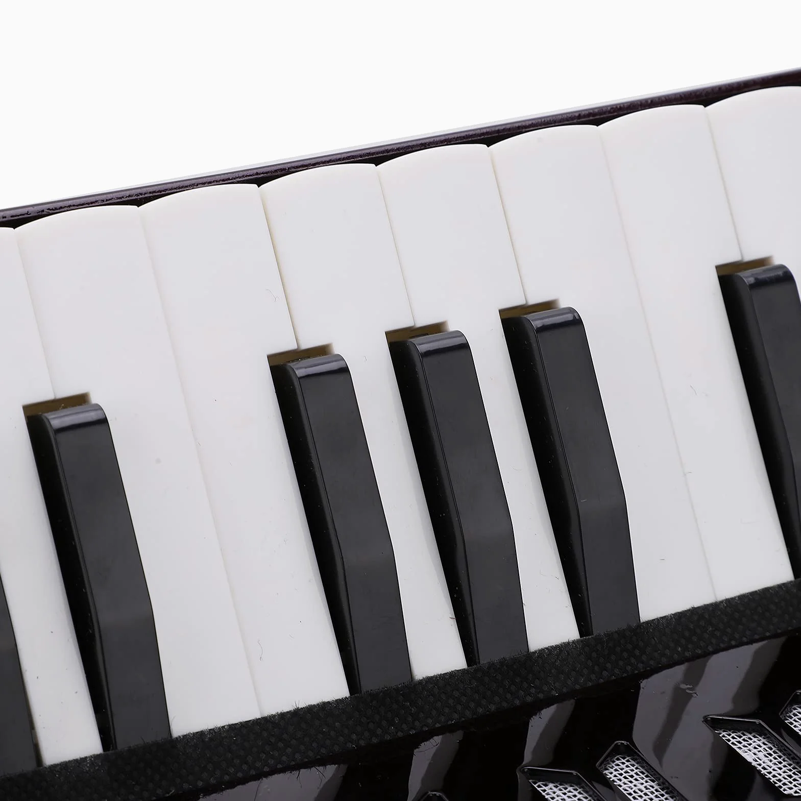 Kadimendium Akkordeon, 17 Tasten, 8 Bass Tasten, Schwarz, Weiche Klangqualität, zum Üben für Anfänger und Schüler
