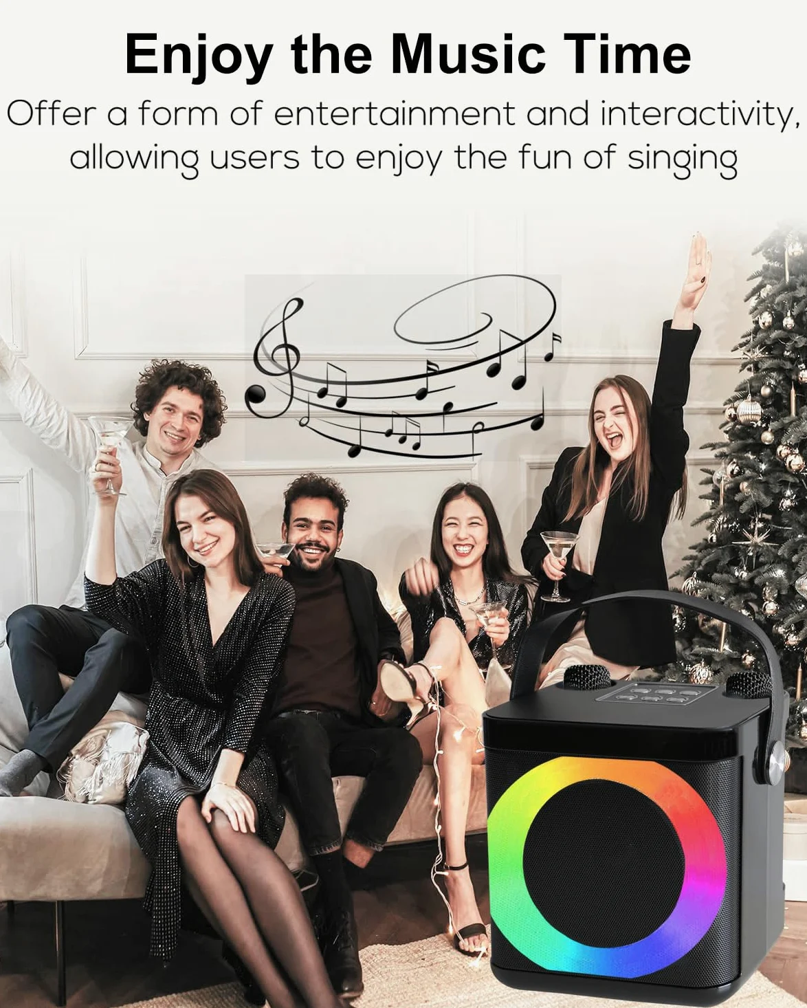 Karaoke Maschine Tragbares, Karaoke anlage mit 2 mikrofonen, Bluetooth Karaoke Set für Kinder Erwachsene mit Stimme wechselnde Effekte & LED-Lichter Jungen Mädchen Geschenke Heimparty