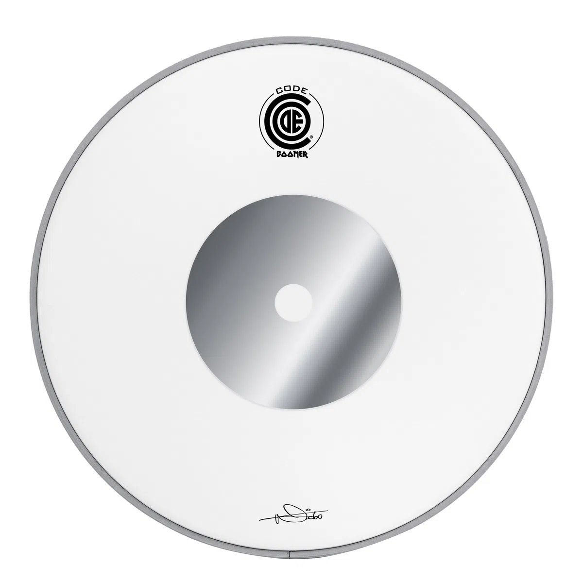 CODE DRUMHEADS Tom-Fell, BOOMER-Signatur, transparent mit verchromtem Donut, 10" (BOOMERTOM10)
