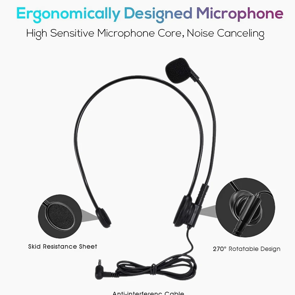 Sprachverstärker Tragbarer,Ssprachverstärker mit mikrofon kabellos Headset & verstellbare Taille Band,Leichte Mini Lautsprechers Voice Amplifier für Reiseführer, Lehrer, Trainer, Vorträge, Kostüme