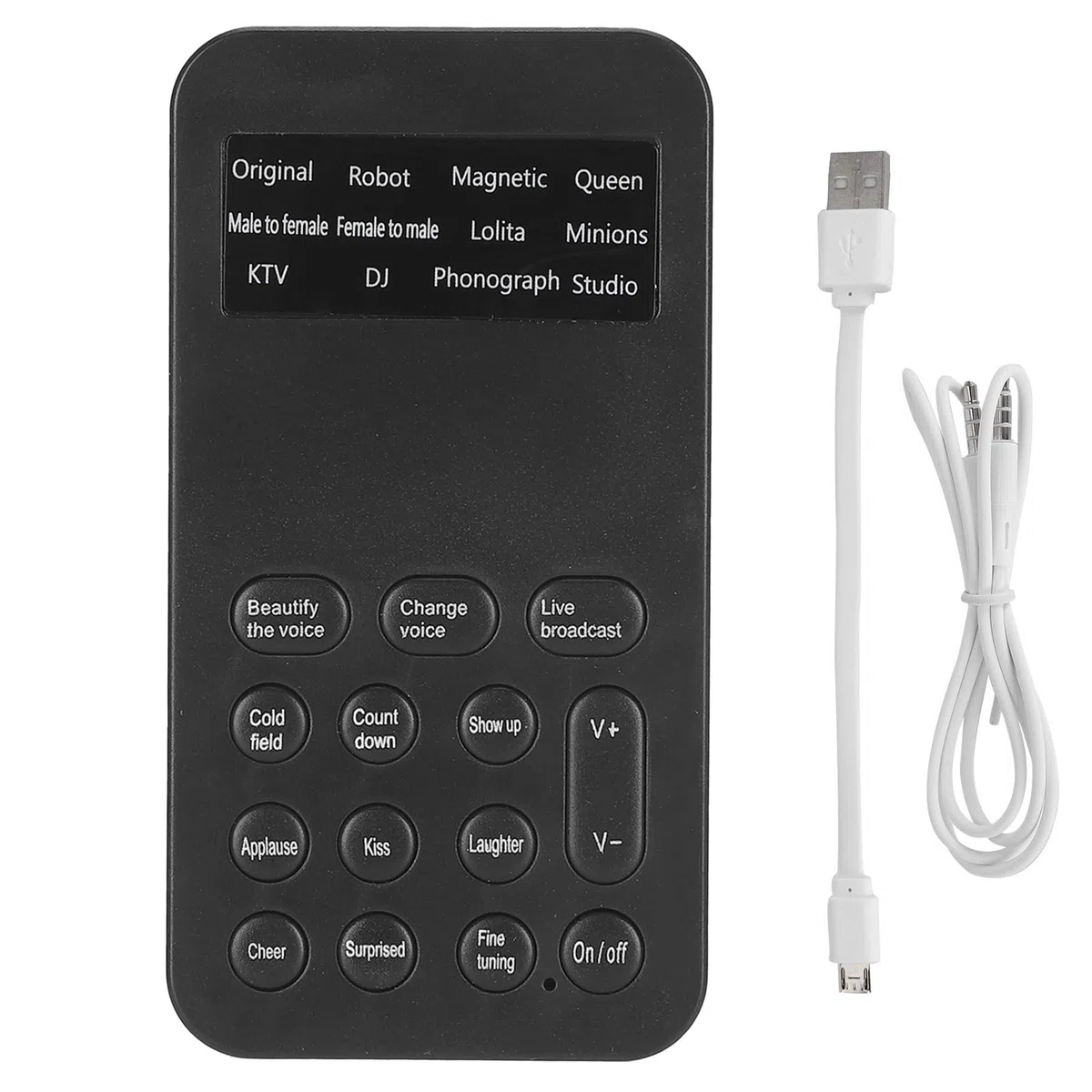 USB Voice Changer, 12 Stimmenmodi für Männer Frauen Babys, Soundkarte mit USB Anschluss für Streaming Gaming Podcasts Kompatibel mit PC einfach bedienbar