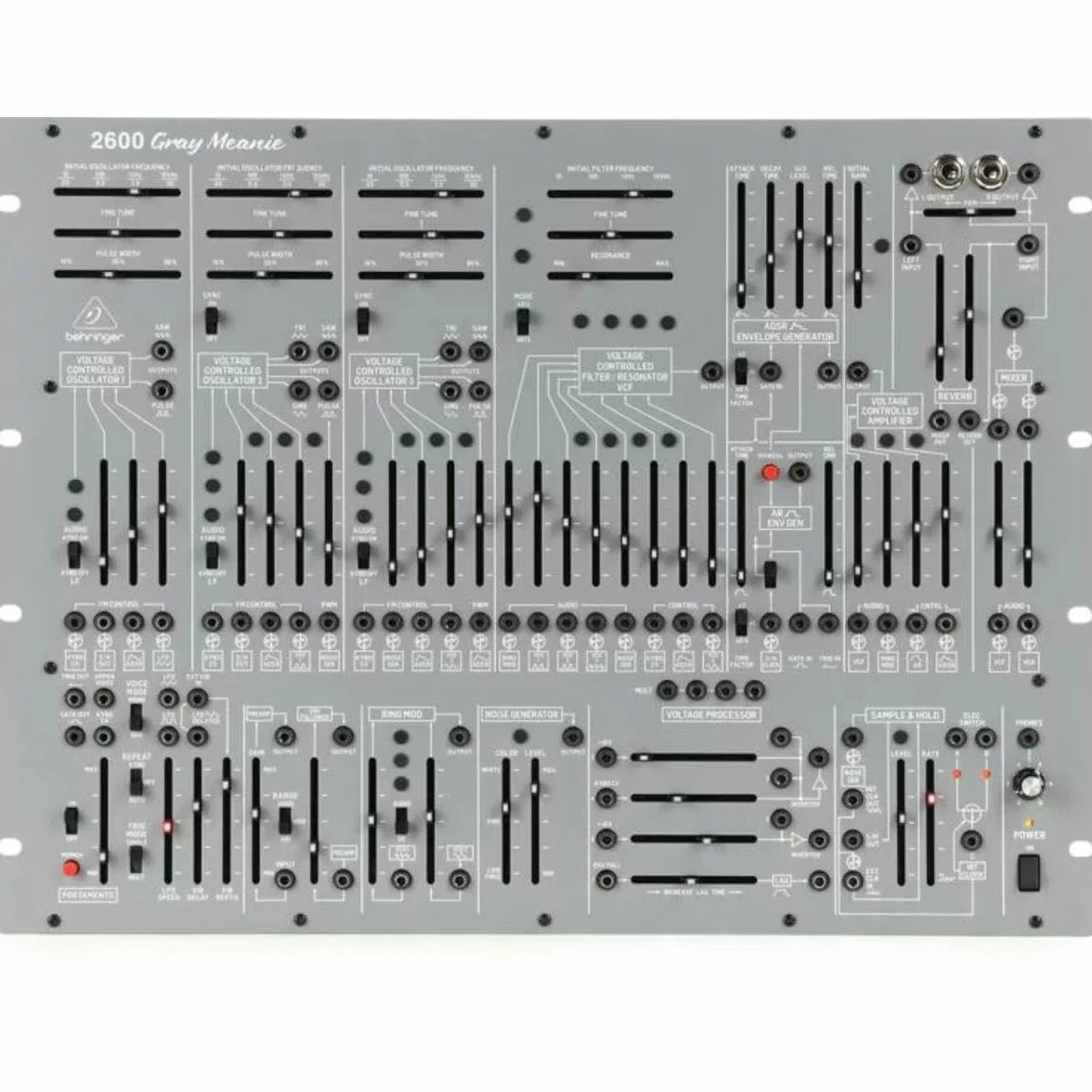 Behringer 2600 GRAY MEANIE Special Edition Semi-Modular Analog Synthesizer with 3 VCOs, Multi-Mode VCF and Spring Reverb in 8U Rack-Mount Format