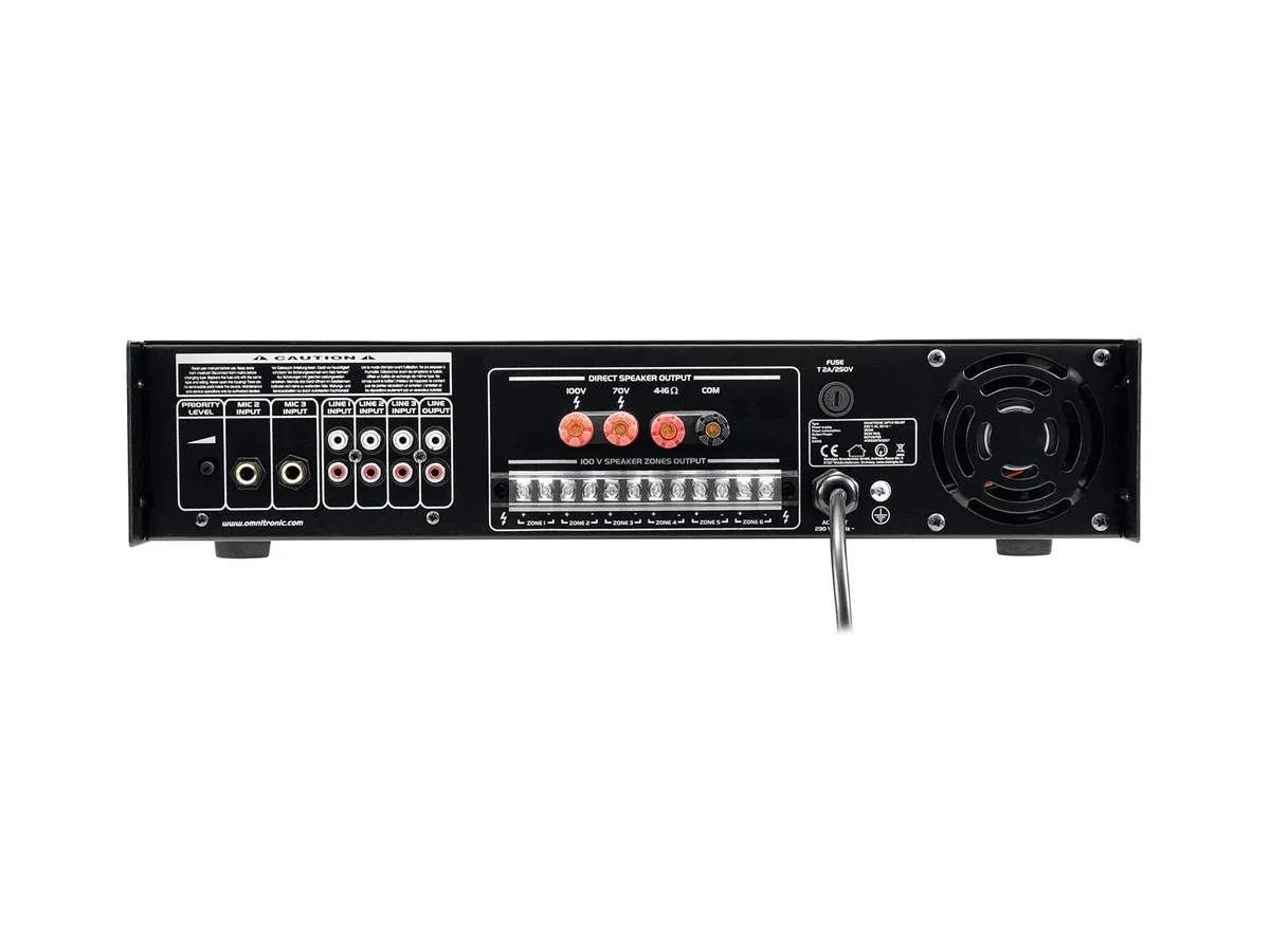 OMNITRONIC MPVZ-180.6P Mischverstärker | 6-Zonen-ELA-Mono-Mischverstärker, MP3-Player & IR-FB, Zonen regelbar, 180 W