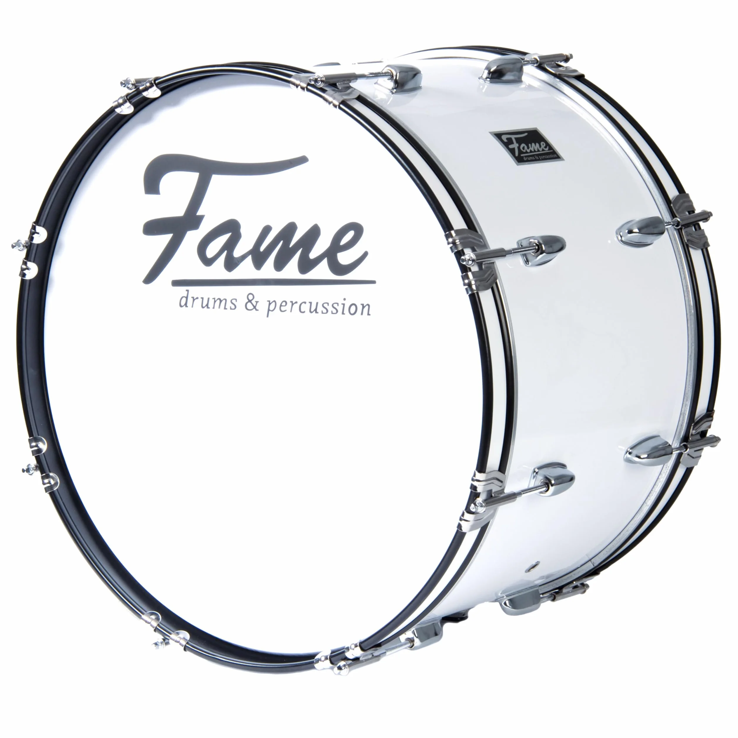 Fame Marching Bass Drum, 24"x12", Leicht, Hochwertig, mit Tragegurt & Beater, 7-Lagen Lindenholz Kessel, Schaumstoff-Dämpfringe, inklusive Stimmschlüssel, Ideal für Einsteiger"