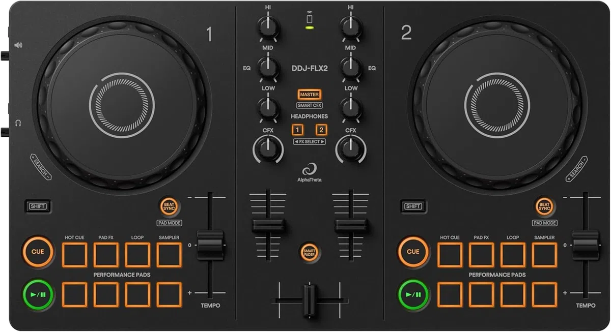 Pioneer DJ AlphaTheta DDJ-FLX2 and Headphone Pack