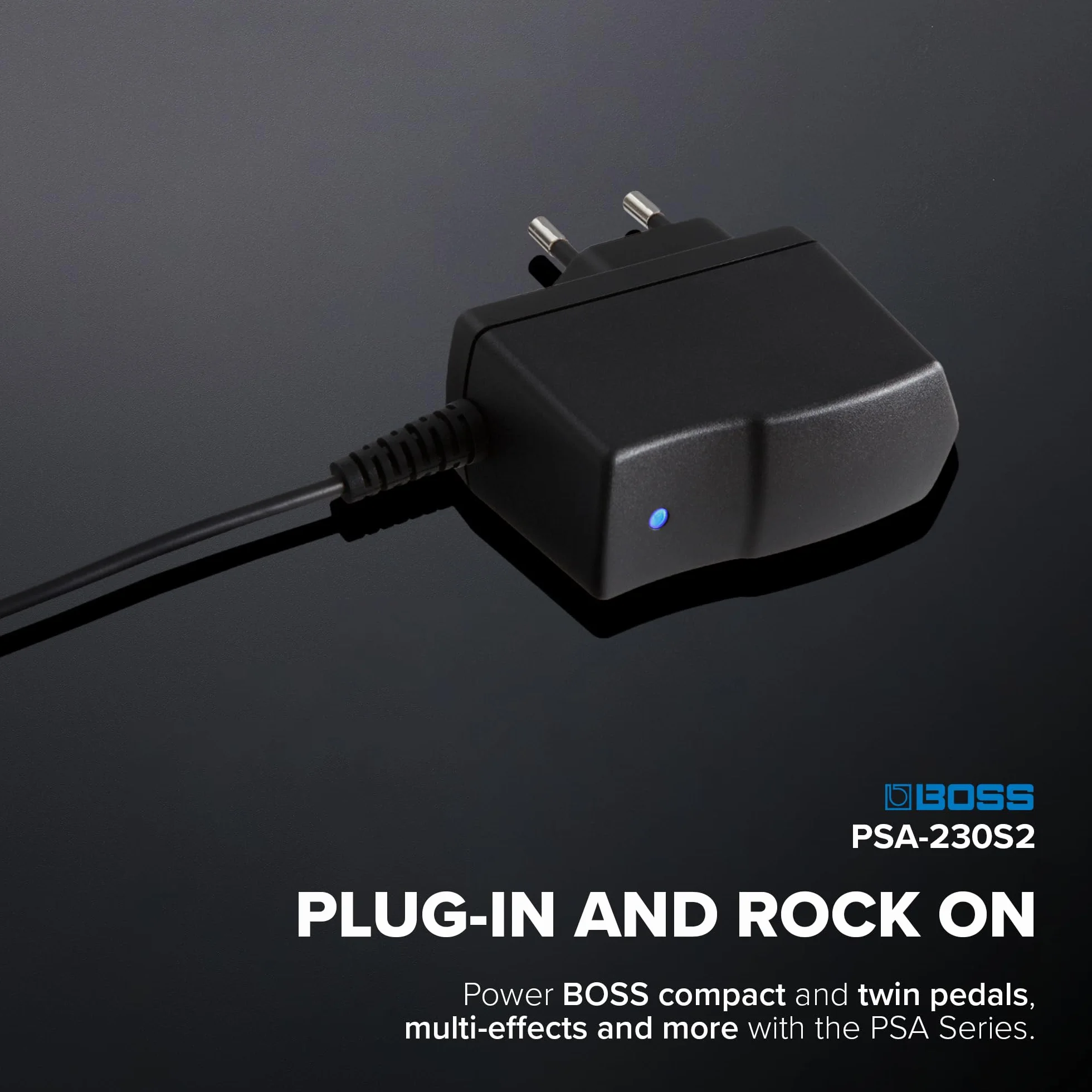 BOSS PSA-230S2 Power Adapter | Netzteil für BOSS Kompakt- und Twin-Pedale, Multieffekte und mehr | Erweiterte Kabellänge | LED-Anzeige für die schnelle visuelle Rückmeldung zum EIN/Aus-Status
