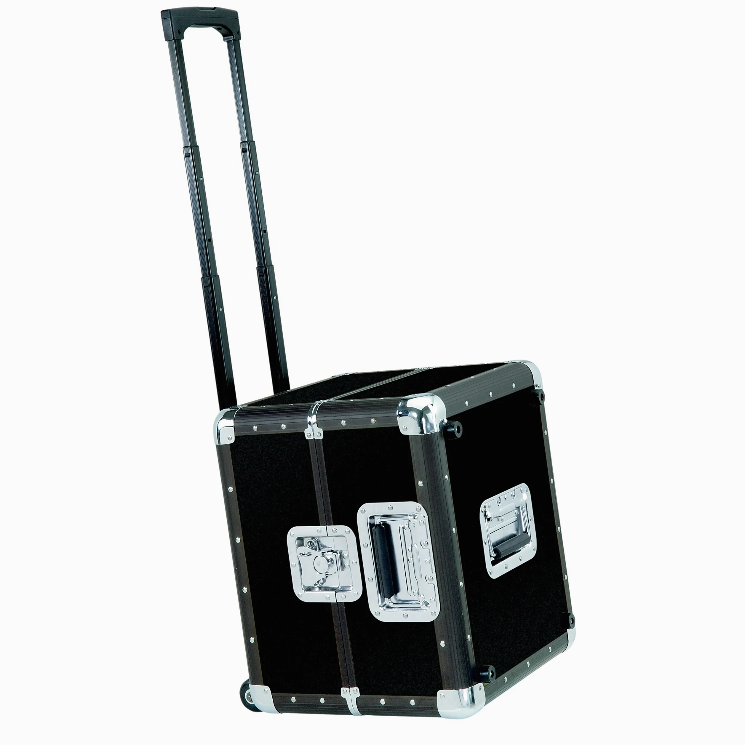 Reloop 120 Trolley Record Case - klassisches Platten Case mit Trolley Fahrgestell, Trolley Gestell abnehmbar, robuste Konstruktion, schwarz