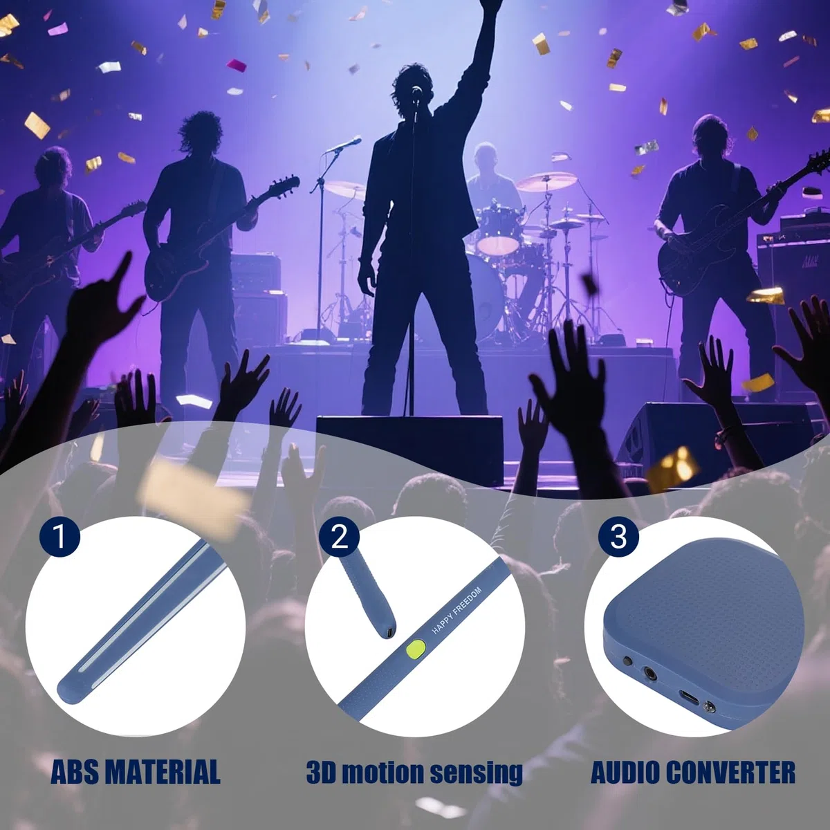 Tragbares Air Drum Set mit Bewegungserkennung – Elektronische Drumsticks für Anfänger, Kinder & Erwachsene – Kompaktes E-Drum Kit, Perfektes Geschenk für Musikliebhaber (Blau)