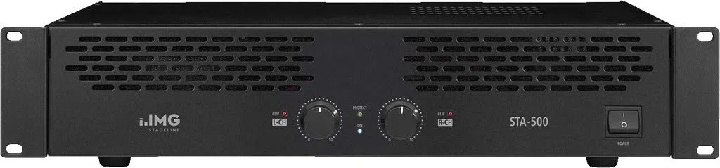 IMG STAGELINE STA-500 Stereo 2-Kanal PA-Verstärker in Schwarz, PA-Amplifier mit 400-Watt Leistung und Klinken-Anschluss