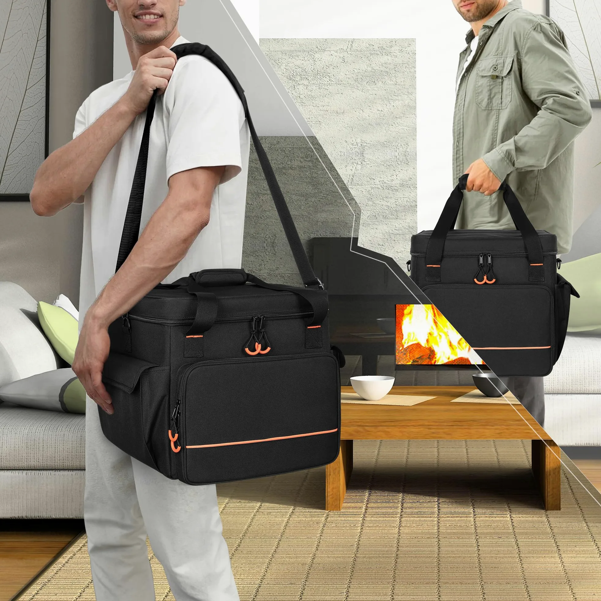 Luxja Discolicht Aufbewahrung Tasche, Tragetache für Partylicht, LED DJ Licht Organizer Tasche, Aufbewahrungstasche für Moving Head Bühnenlicht, LED Lichteffekte, (OHNE ZUBEHÖR), Schwarz