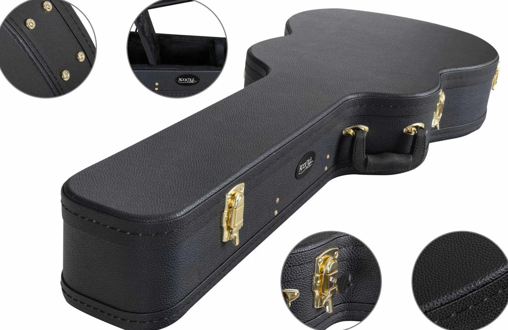ROCKTILE Koffer für Klassik-Gitarre - Robuster Hartschalen-Formkoffer im klassischen Look
