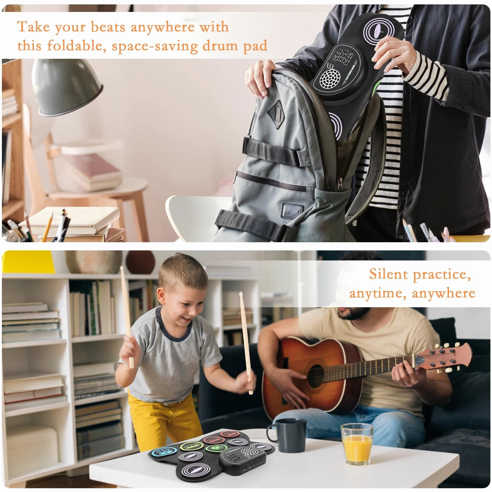 Elektronisches Schlagzeug für Erwachsene und Kinder - Professionelles Musikinstrument mit Kopfhörer, Licht und Soundeffekten - Ideal für Anfänger und Experten