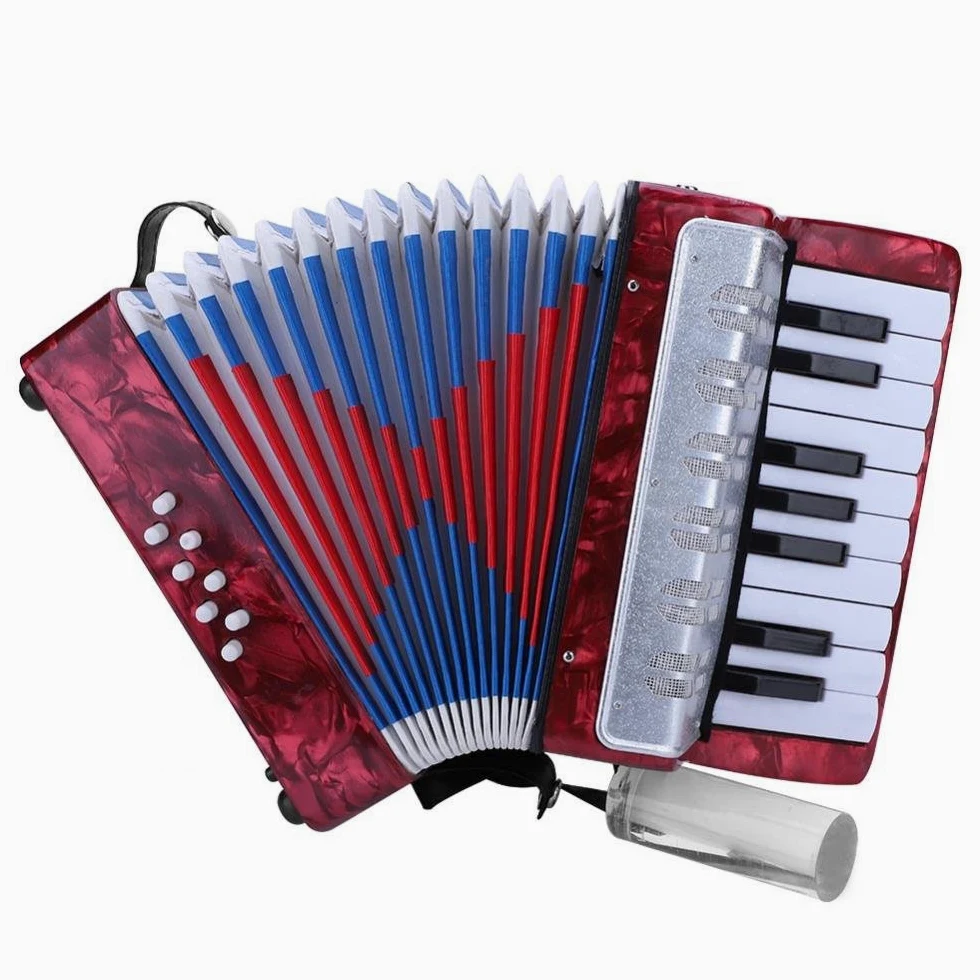 Verrückter Verkauf Kinder Akkordeon, 17 Tasten 8 Bass Piano Akkordeon Musikinstrument für Anfänger Studenten(rot)