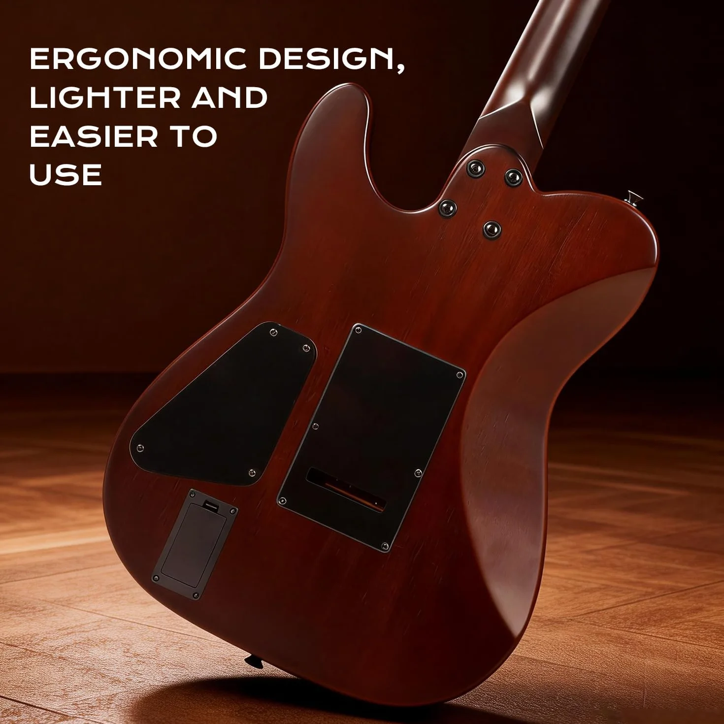 Akustikgitarre leise mit eingebauten Pickups tragbar elektrisch & akustisch nutzbar klassische Gitarre für reisende Musiker & Anfänger inkl. Gigbag, Gurt, Stahlsaiten, Kabel und Plektren (Braun)