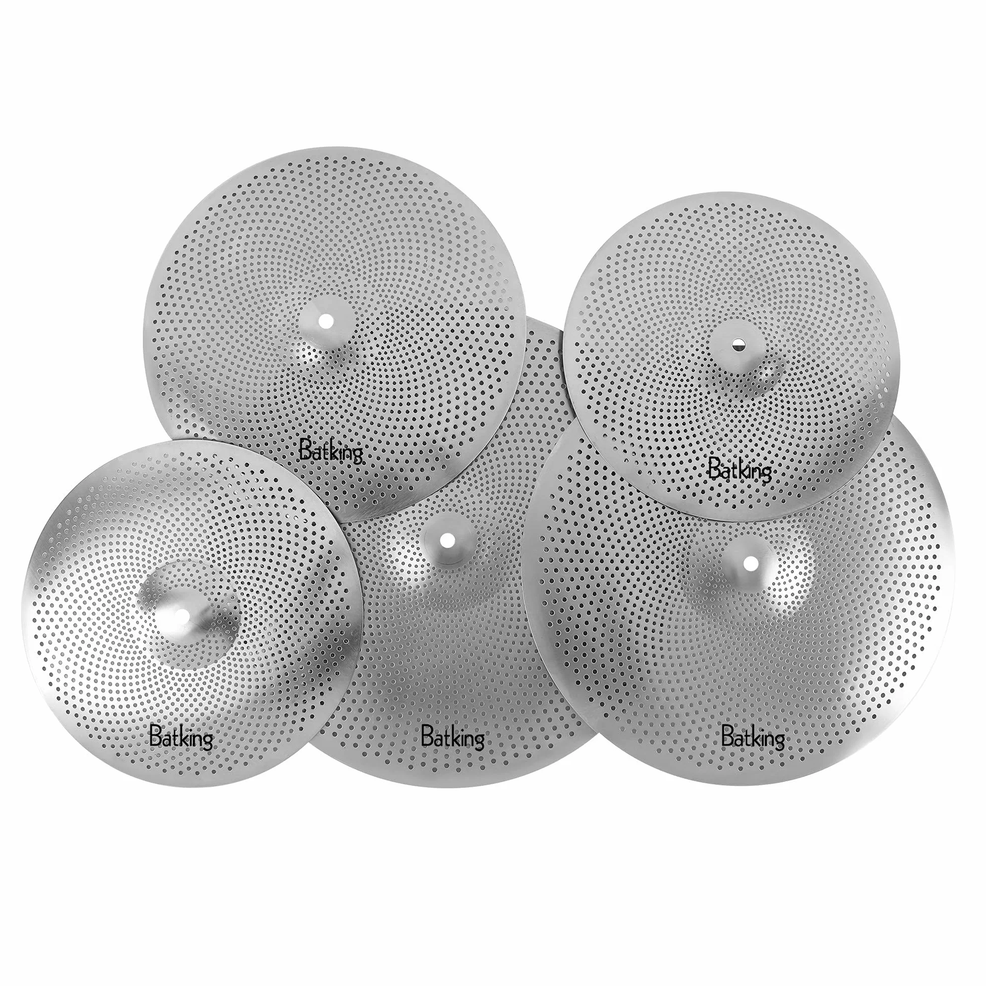 Batking Stumm Becken mit geringer Lautstärke 60%-70% 14/16/18/20” ruhiges Beckenset mit 5 Stück zum Üben