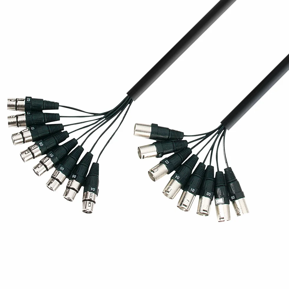 Adam Hall Cables 3 STAR LOOM 8 MF 0500 - Studio Loom Kabel, 8x XLR female auf 8x 3-Pol XLR female male, schwarz, 5m