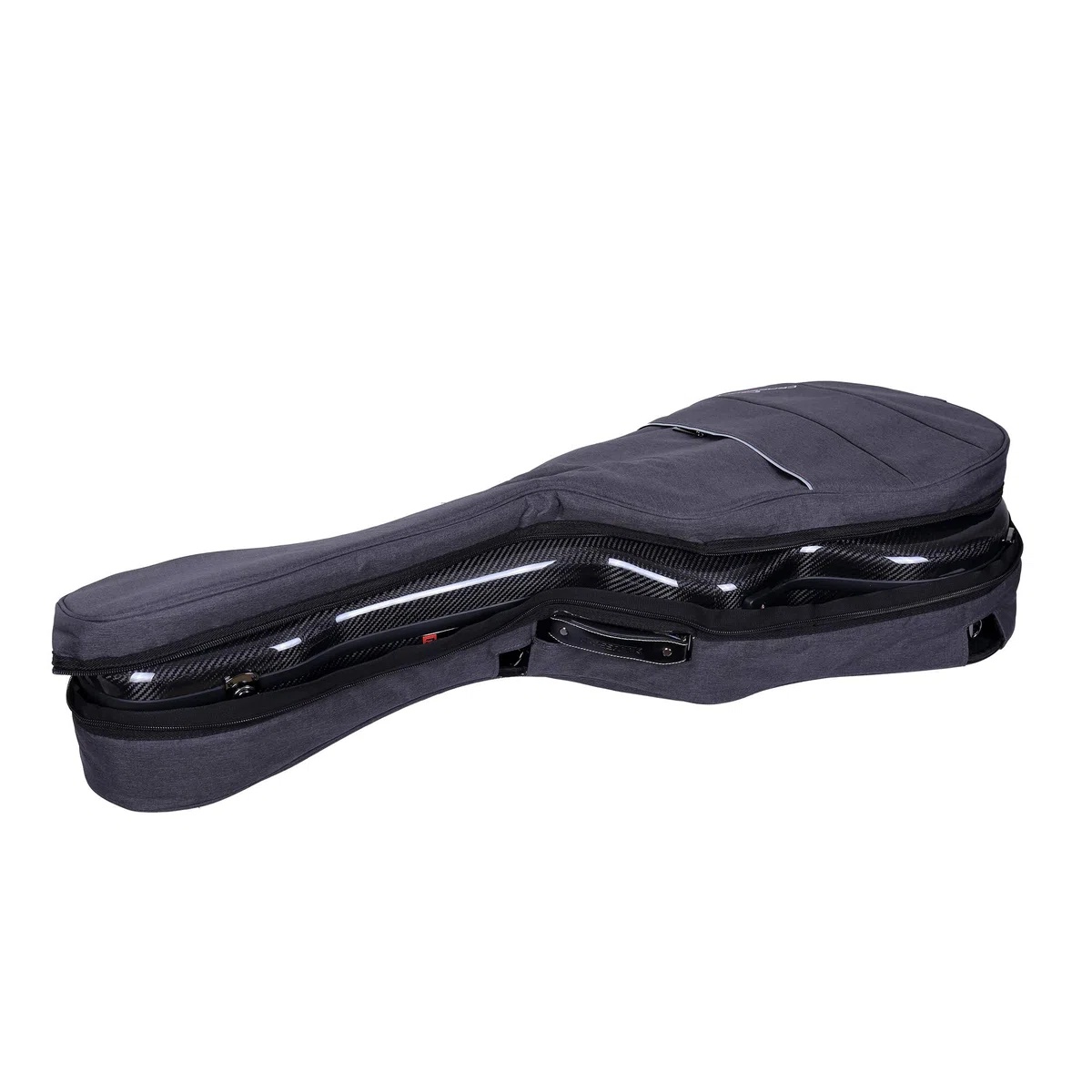 Crossrock OM, Martin 000 Gitarren-Flugkoffer, 100% Kohlefaser-Hartschale mit Rucksack und Schutzbezug (CRF6000OMBK)