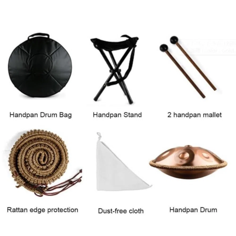 Stahl-Handpan-Schlaginstrumente, 22-Zoll-D-Kurd-Handtrommel, 9/10/12-Noten-Handpan-Trommel-Sets, 432 Hz/440 Hz-Handtrommelinstrument, Für Erwachsene, Kinder(Blue,10 notes(440Hz))