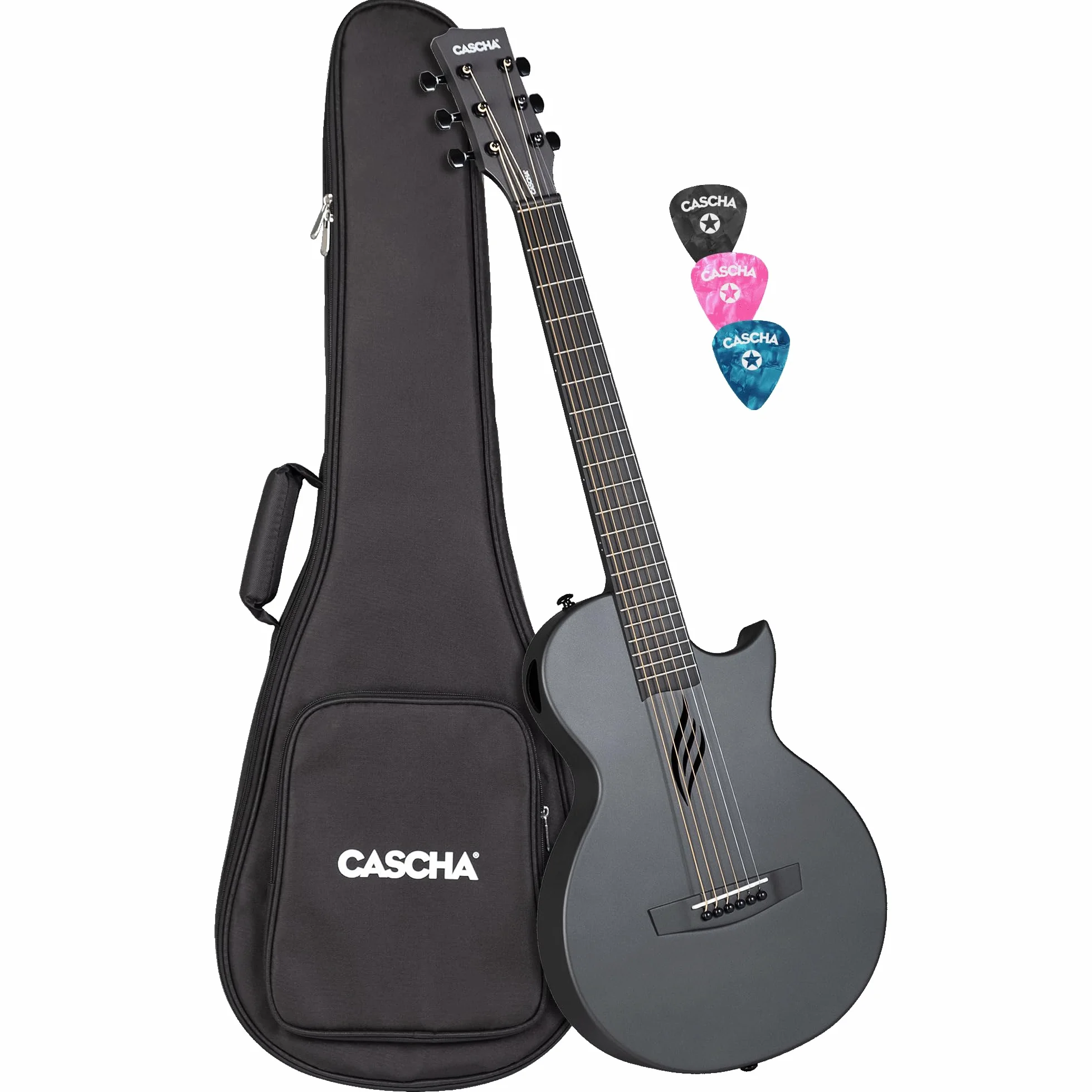 Cascha Akustikgitarre aus Kohlefaser, Anfänger Gitarre für Erwachsene, Reisen, inkl. Gigbag