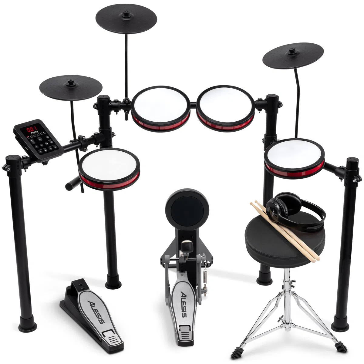 Alesis Turbo elektronisches Schlagzeug mit Kick Tower und Pedal