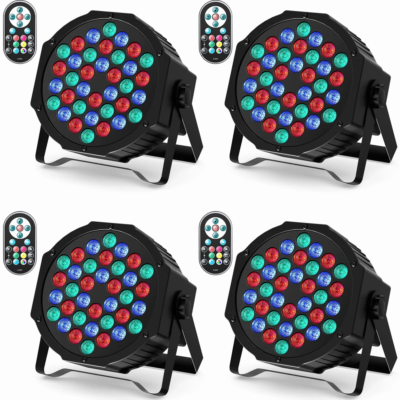 U`King 4 Pack RGB LED Par Strahler, 36 LED Bühnenlicht Partylicht mit Fernbedienung, Discolicht Scheinwerfer Bunt Beleuchtung für Moving Head DJ Party Show Bar Nebelmaschine Halloween Weihnachten
