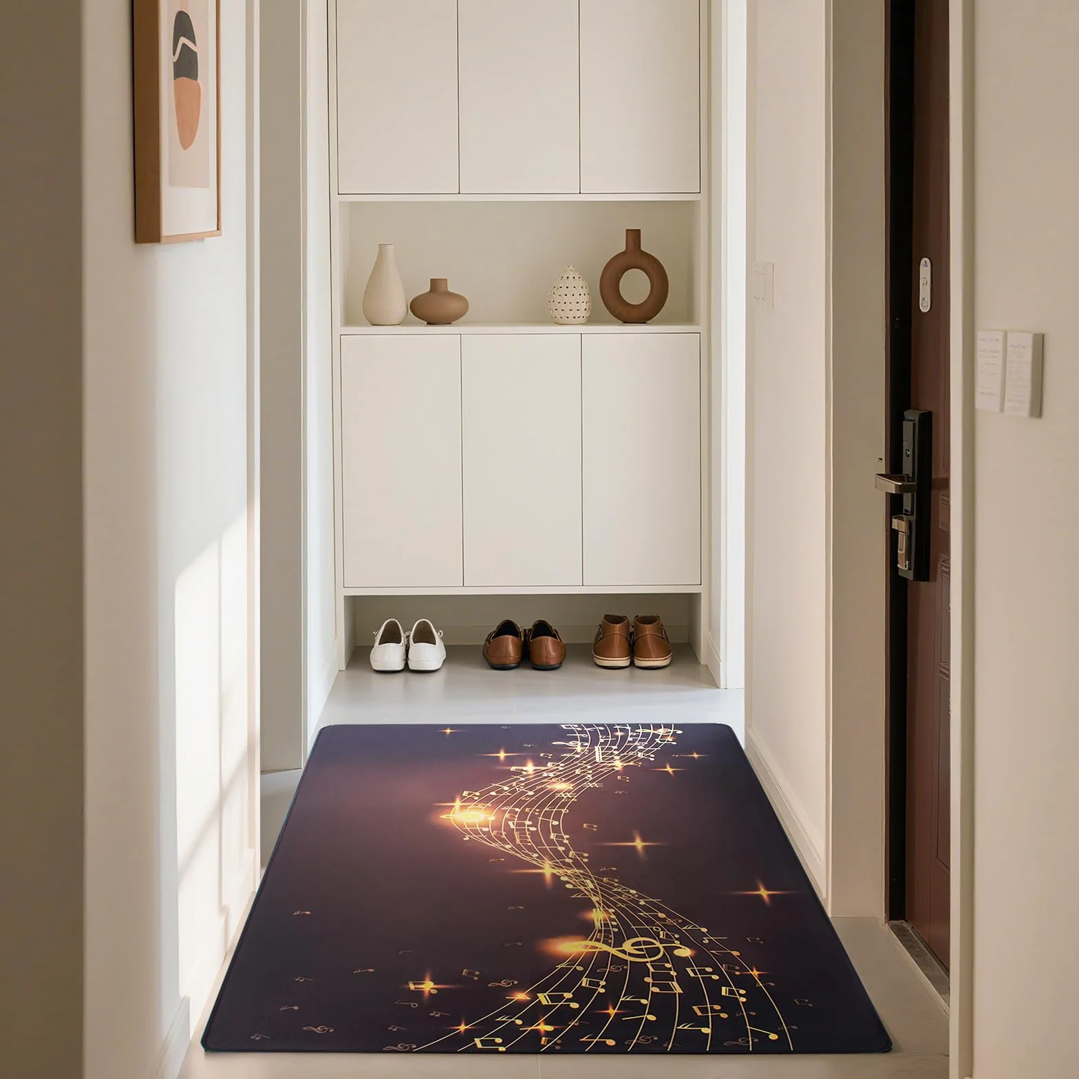 OUUTMEE 160 x 120 cm,Schlagzeugteppich, rutschfeste Schlagzeugmatte, Übungsunterlage für elektronische Schlagzeuge, Schlagzeugzubehör für Jazz-Schlagzeug-Kits Bodenschutz (Musiknotenmuster)