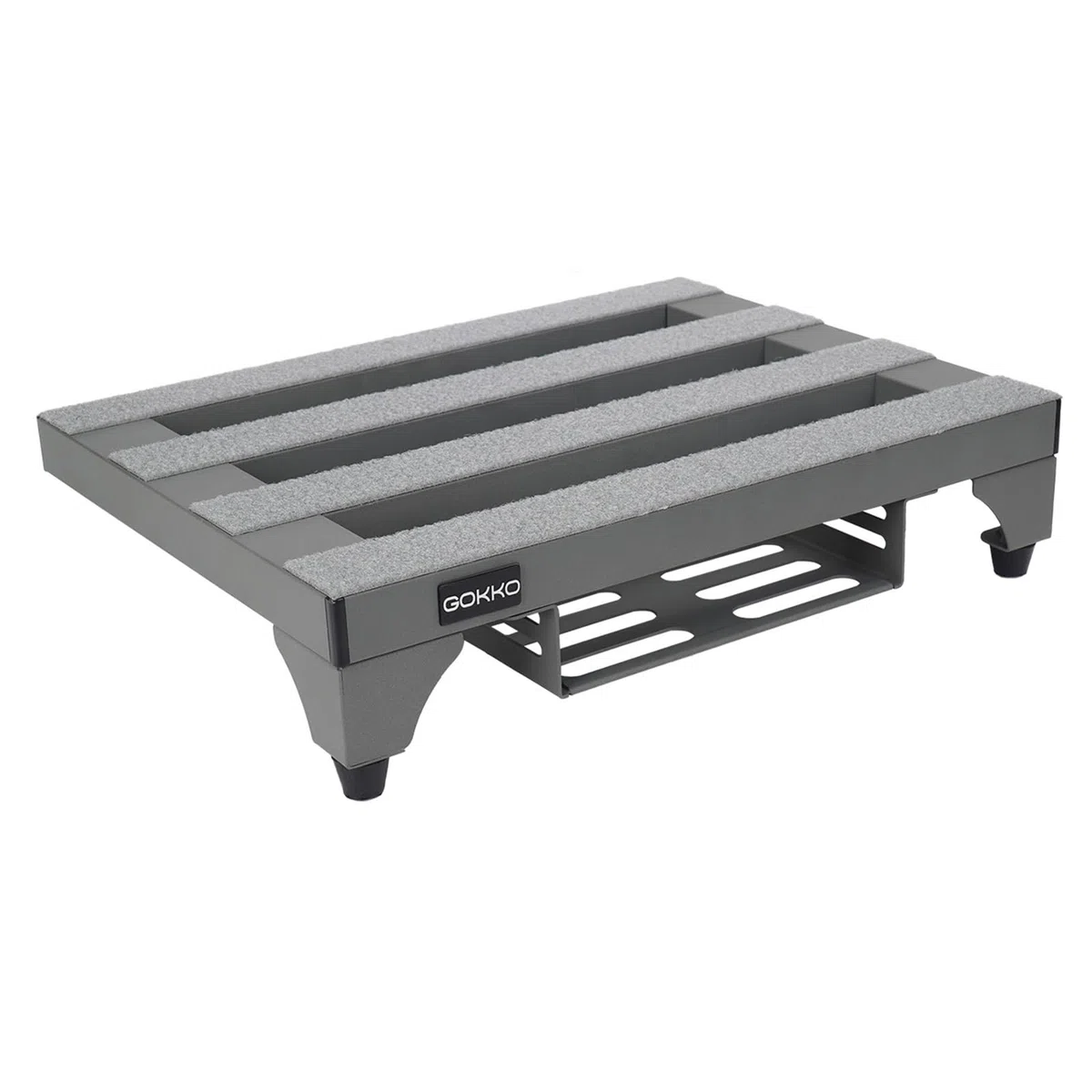 GOKKO Gitarren-Pedalboard aus Aluminiumlegierung, 35 x 28 cm, mit Netzteilhalterung, inklusive Tragetasche und Befestigungsbändern (grau, GKA-14GY)