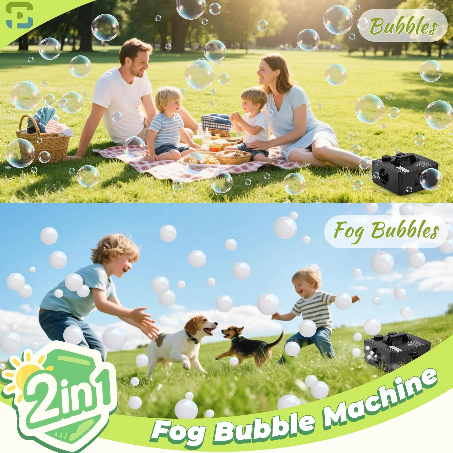 Nebelblasenmaschine Rauchmaschine mit Blasen, 400 W automatischer Seifenblasenmacher, Blasen/Nebelblasen, Zwei Modi für Party, Bühne, Hochzeit, Halloween, Weihnachten