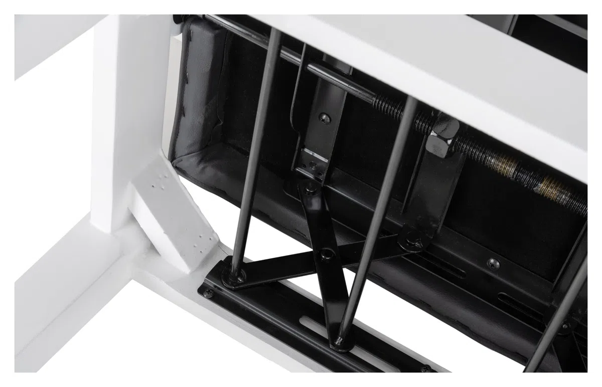 Classic Cantabile Pianobank Modell X - Festverleimte Pianobank - Schwarze Sitzfläche im Chesterfield-Stil - Höhenverstellbar von 48,5-56 cm - 4-fache Kreuz-Mechanik - Weiß Hochglanz