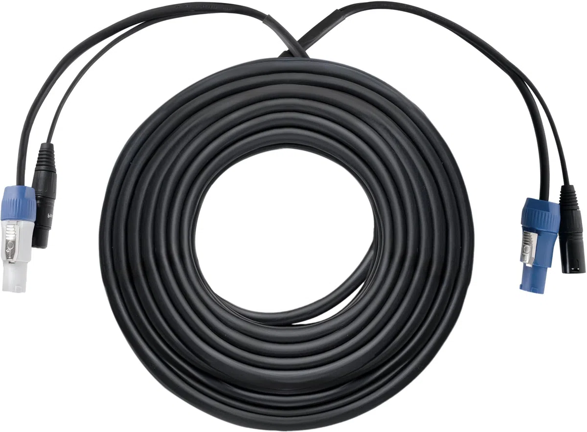 Pronomic Stage PPX-20 Hybridkabel Powerplug/XLR - Kombi-Kabel für Stromversorgung und Audiosignal zu aktiven Lautsprechern - Länge: 20 m